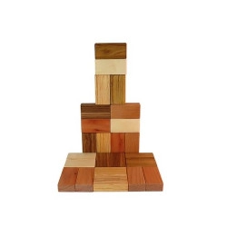 Blokkenset met diverse houtsoorten - 24-delig