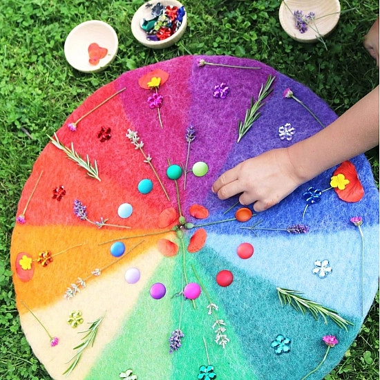 Bauspiel Regenboog speelkleed van wolvilt - 50 cm