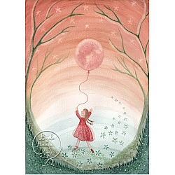 Kaart Girl with moon balloon