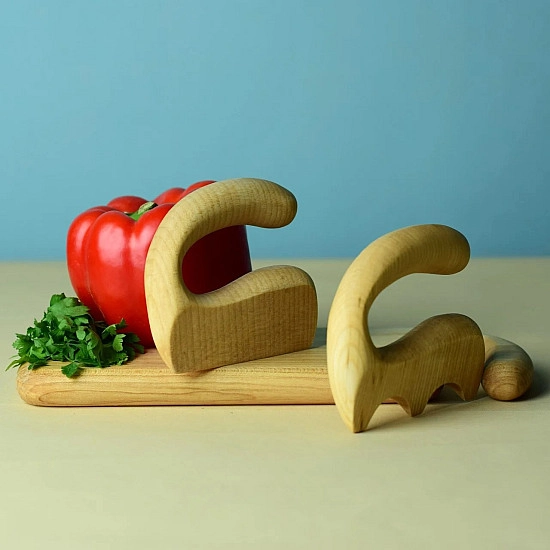 Bumbu Toys Houten Snijplank met Hakmes en Saladespatel - Set