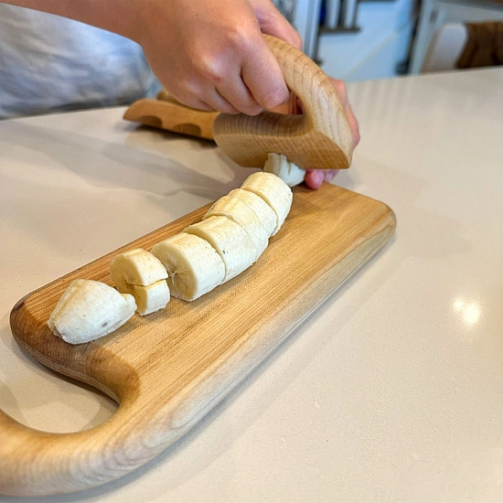 Bumbu Toys Houten Snijplank met Hakmes en Saladespatel - Set